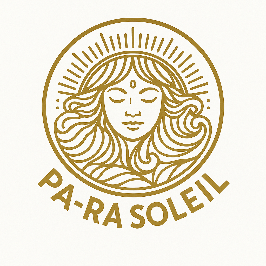 PA-RA SOLEIL Logo – goldene Frau mit Sonnenstrahlen